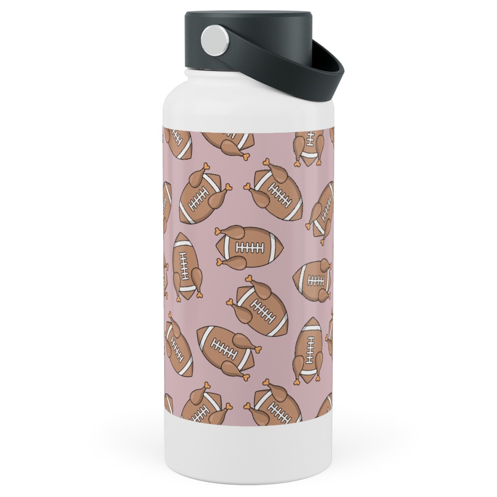 Turkey Football Stainless Steel Wide Mouth Water Bottle, 30oz, Wide Mouth, Orange