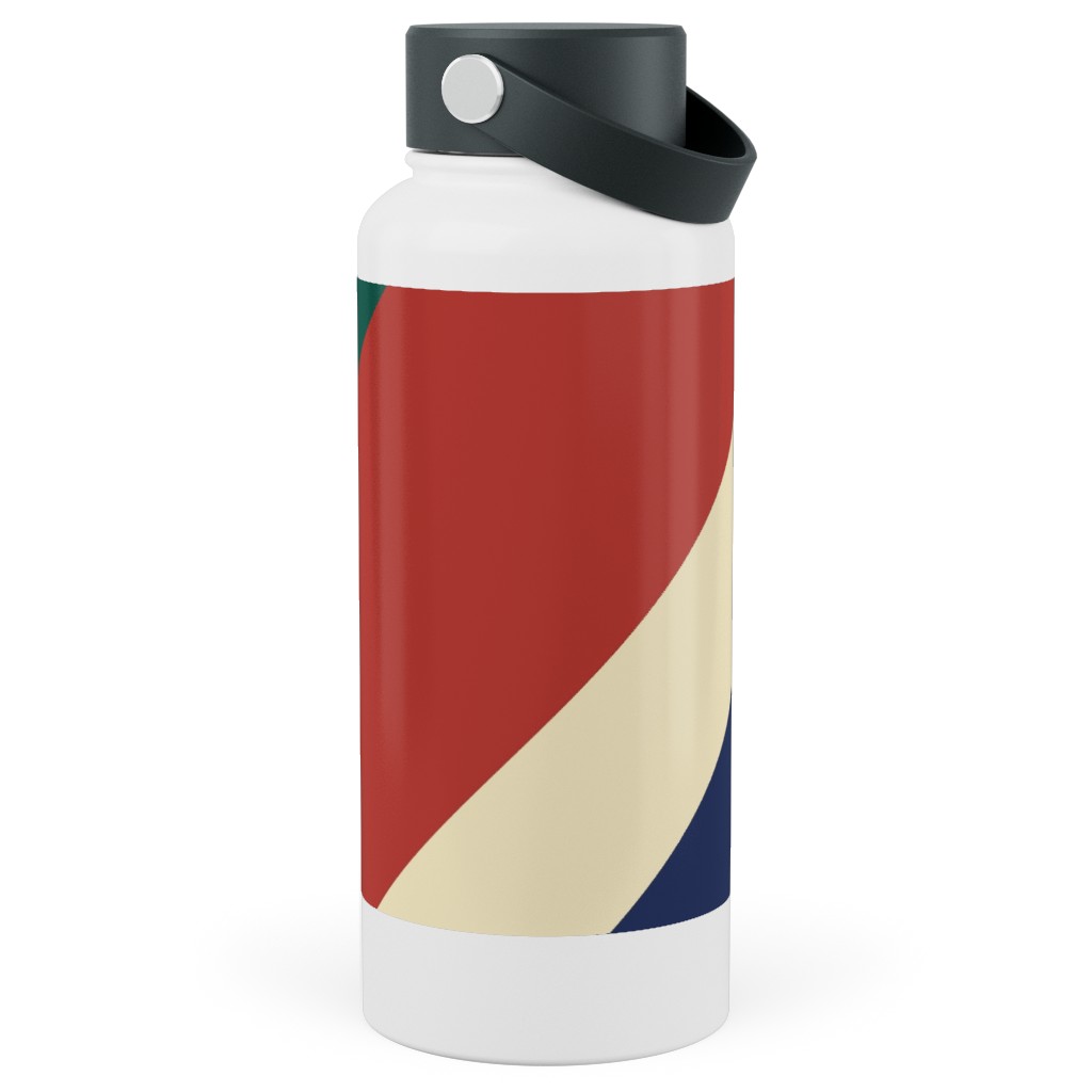 Camping Stripe Diagonal - Multi Stainless Steel Wide Mouth Water Bottle, 30oz, Wide Mouth, Multicolor