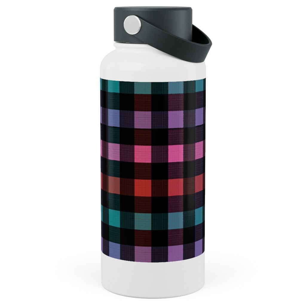 Picnic Plaid Stainless Steel Wide Mouth Water Bottle, 30oz, Wide Mouth, Multicolor