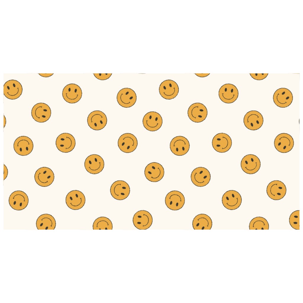 Retro Smiley Face - Cream and Yellow Stainless Steel Wide Mouth Water Bottle