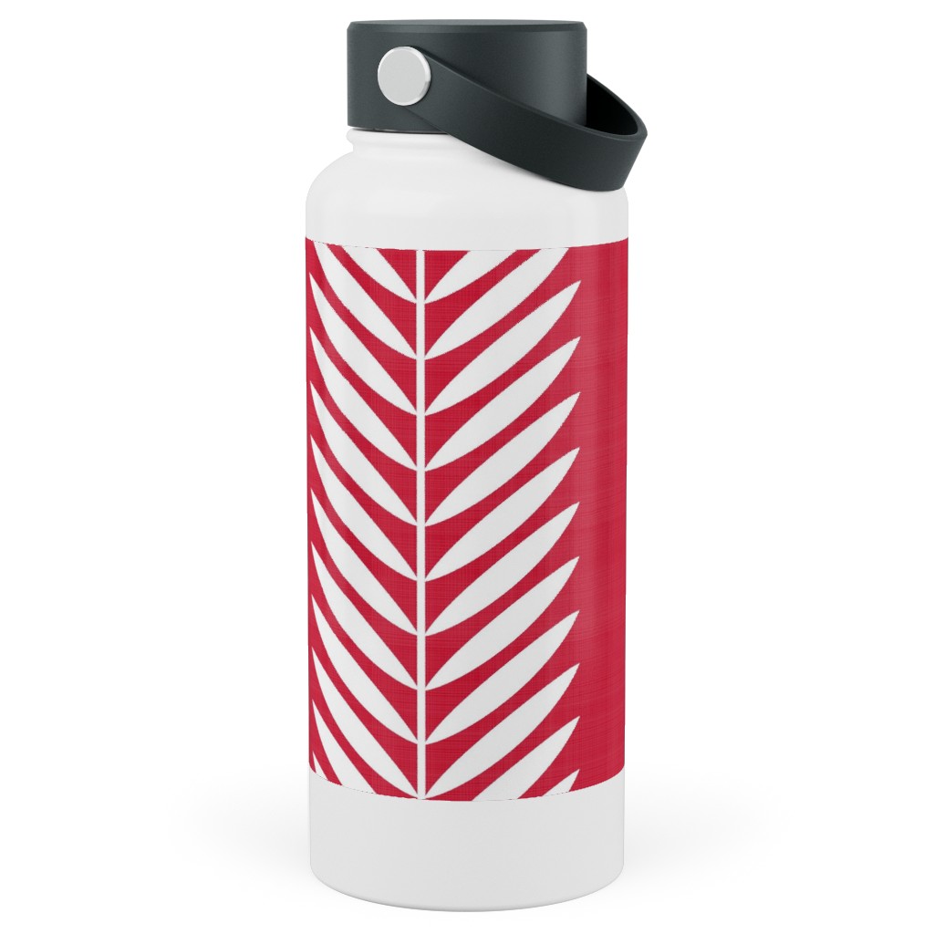Laurel Leaf Stripe Stainless Steel Wide Mouth Water Bottle, 30oz, Wide Mouth, Red, Apple