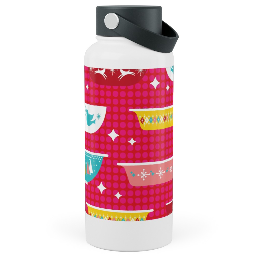 Christmas Dishes Stainless Steel Wide Mouth Water Bottle, 30oz, Wide Mouth, Multicolor