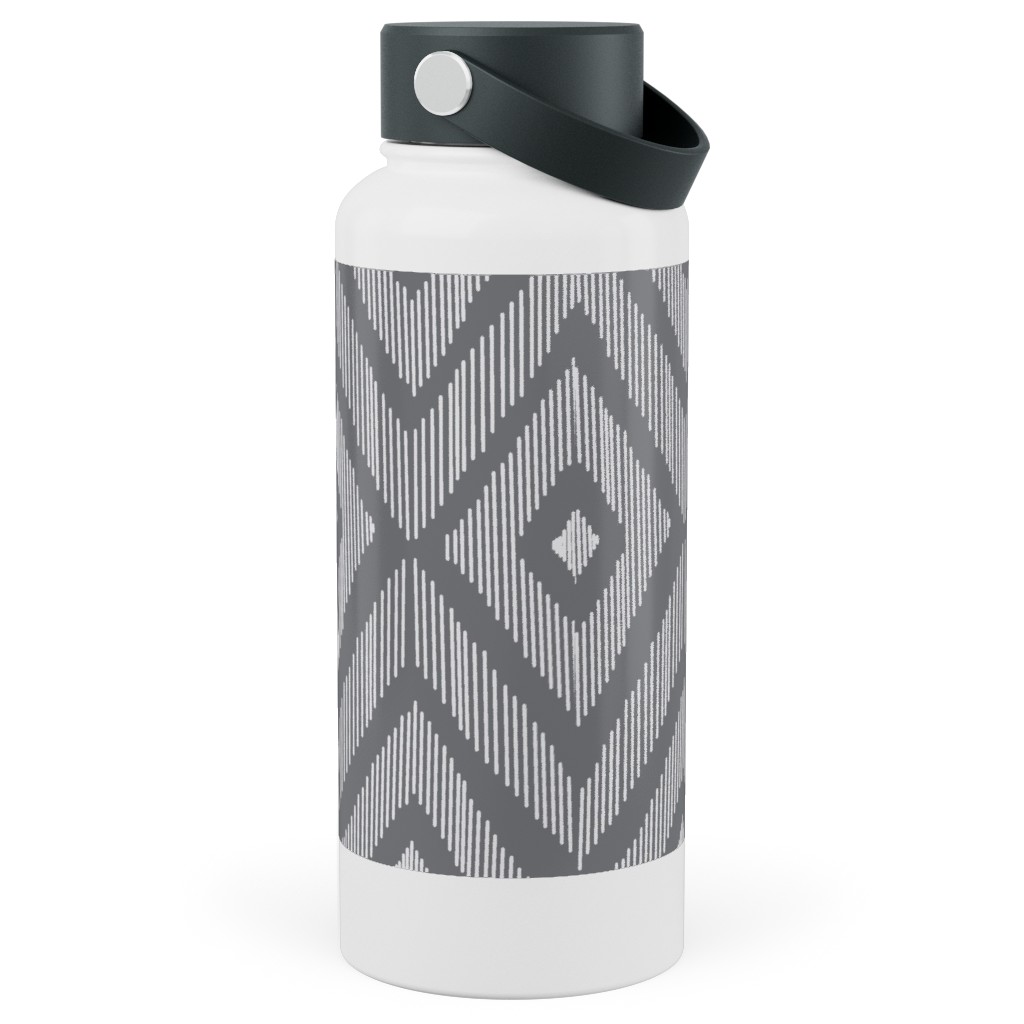 Ikat Stainless Steel Wide Mouth Water Bottle, 30oz, Wide Mouth, Gray