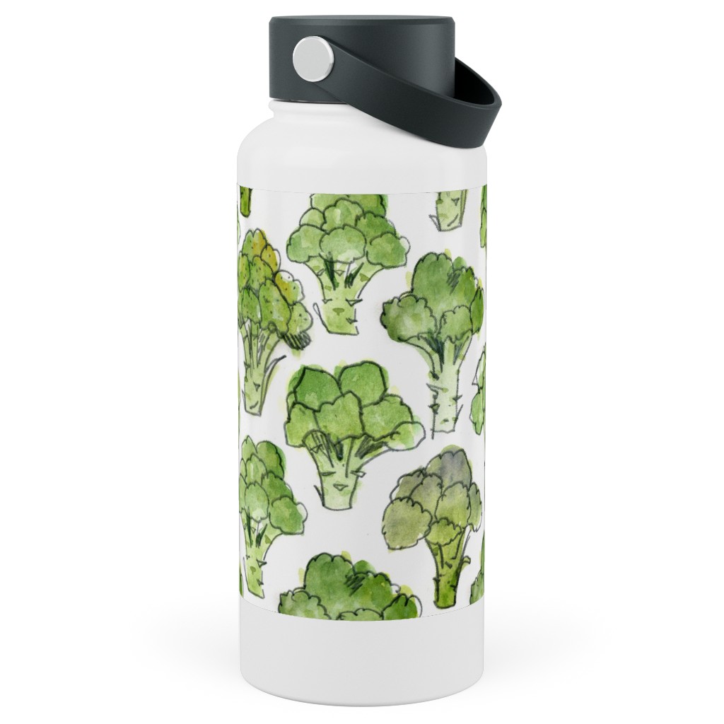 Broccoli - Green Stainless Steel Wide Mouth Water Bottle, 30oz, Wide Mouth, Green, Classic Green