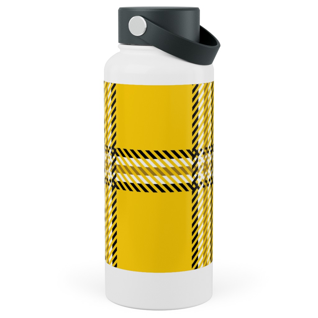 Cher's Plaid Stainless Steel Wide Mouth Water Bottle, 30oz, Wide Mouth, Yellow, Classic Yellow