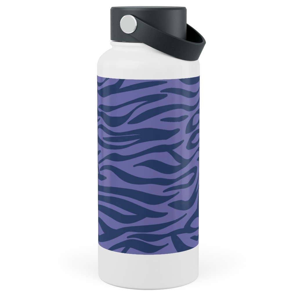 Zebra Animal Print - Purple Stainless Steel Wide Mouth Water Bottle, 30oz, Wide Mouth, Purple