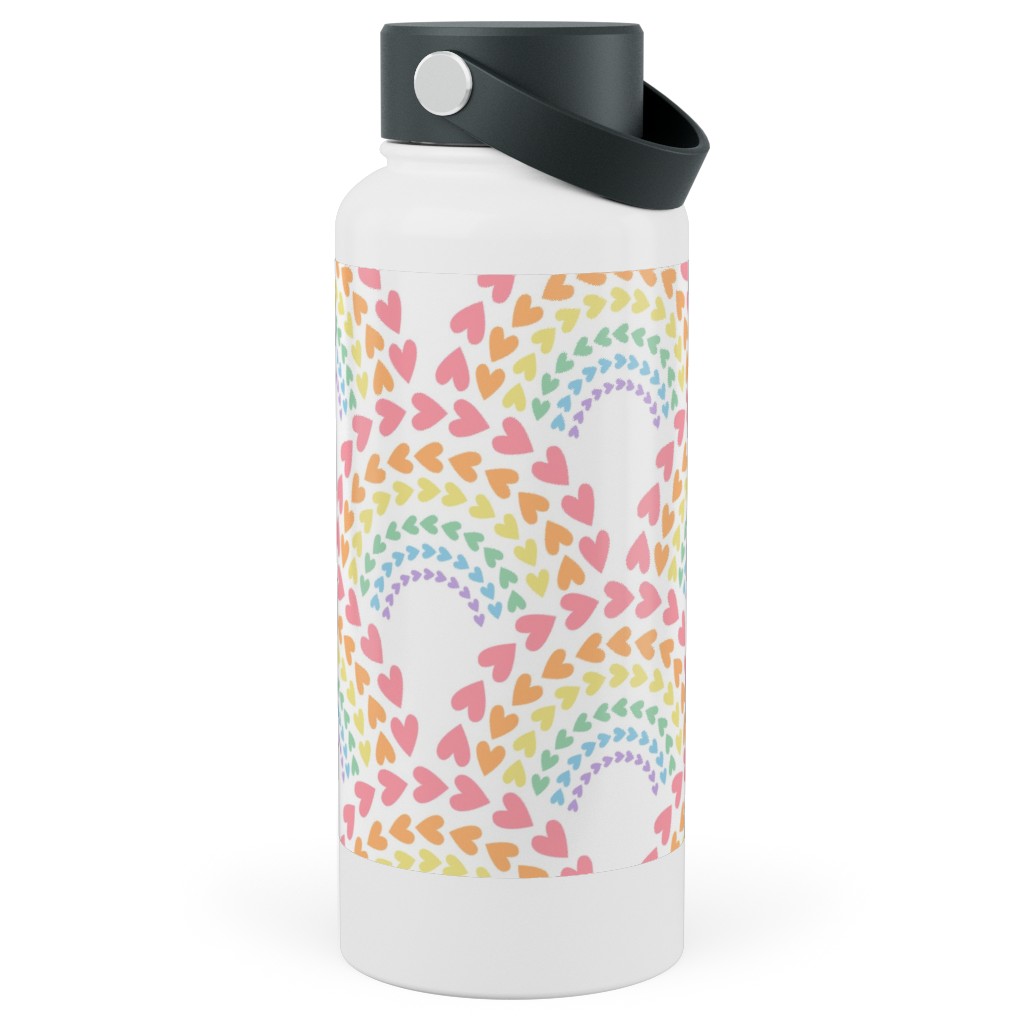 Rainbow Love Stainless Steel Wide Mouth Water Bottle, 30oz, Wide Mouth, Multicolor