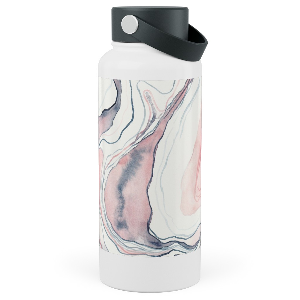 Watercolor Marble Stainless Steel Wide Mouth Water Bottle, 30oz, Wide Mouth, Pink