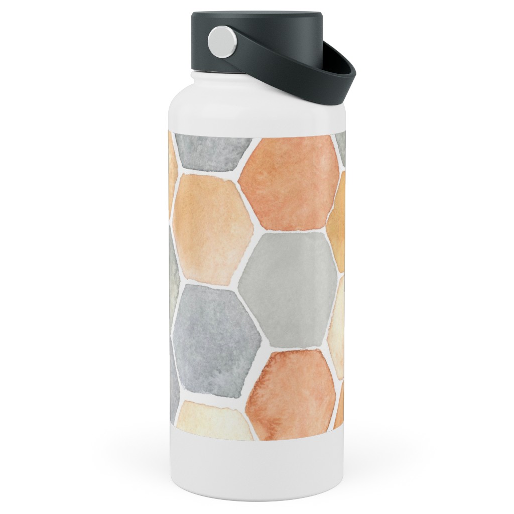 Hexagon - Warm Stainless Steel Wide Mouth Water Bottle, 30oz, Wide Mouth, Multicolor