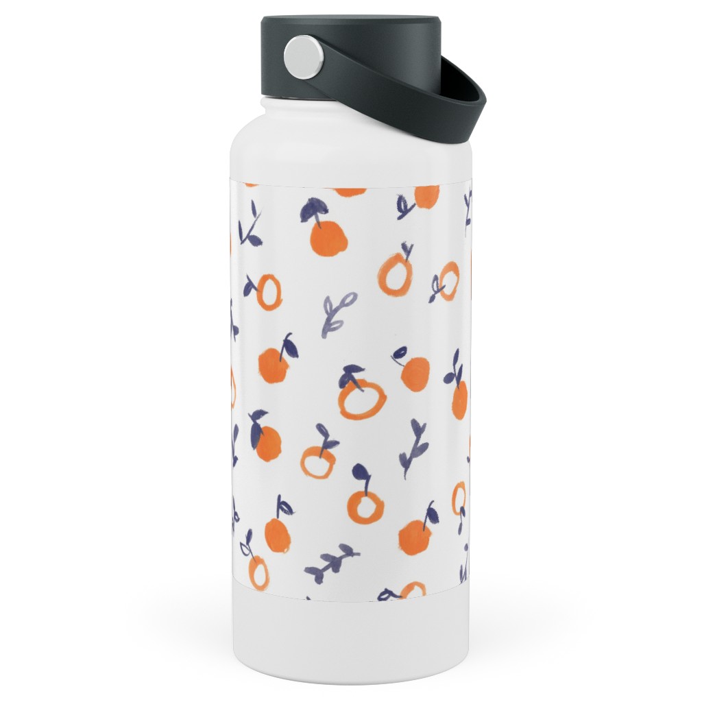 Whimsical Watercolor Orange Stainless Steel Wide Mouth Water Bottle, 30oz, Wide Mouth, Orange, Orange