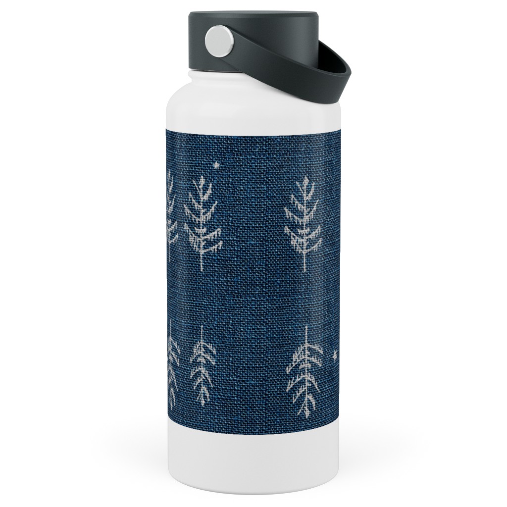 Arctic Night Forest - Navy Stainless Steel Wide Mouth Water Bottle, 30oz, Wide Mouth, Blue, True Blue