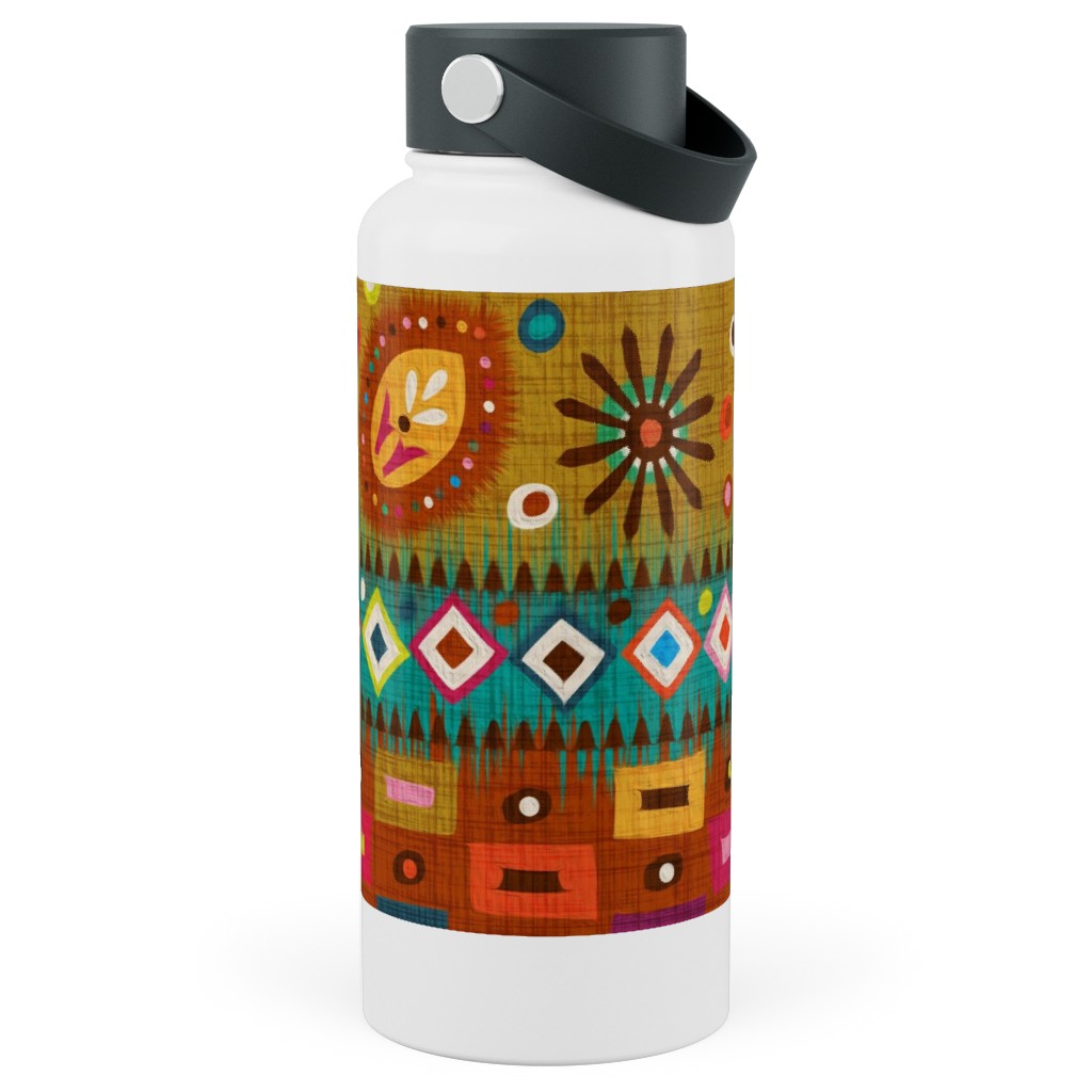 Niger Colors - Multi Stainless Steel Wide Mouth Water Bottle, 30oz, Wide Mouth, Multicolor