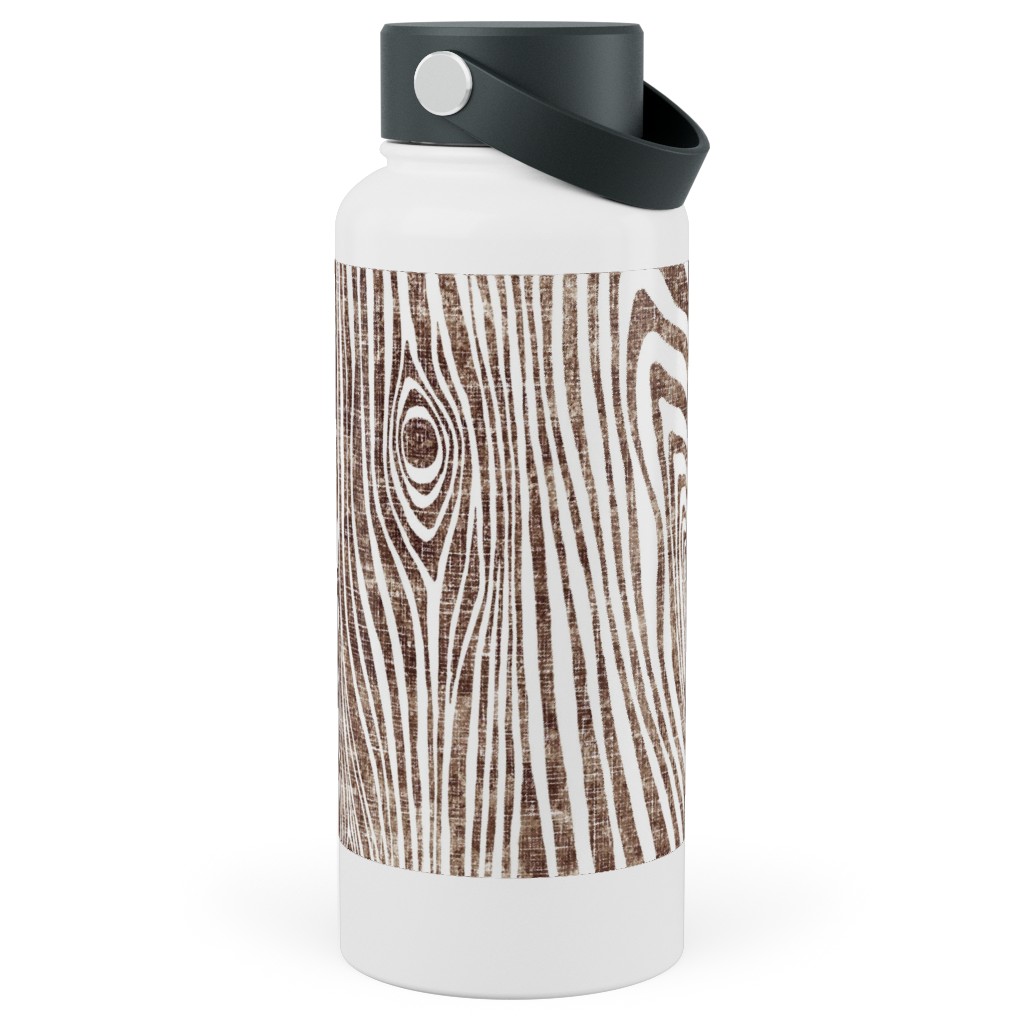 Woodgrain Driftwood Stainless Steel Wide Mouth Water Bottle, 30oz, Wide Mouth, Brown