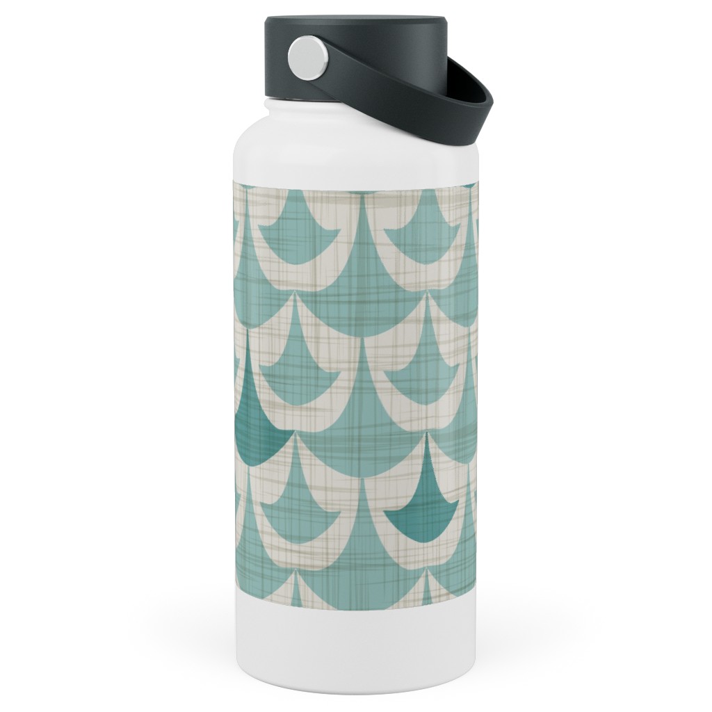 Rhapsody - Beige and Teal Stainless Steel Wide Mouth Water Bottle, 30oz, Wide Mouth, Green, Classic Green