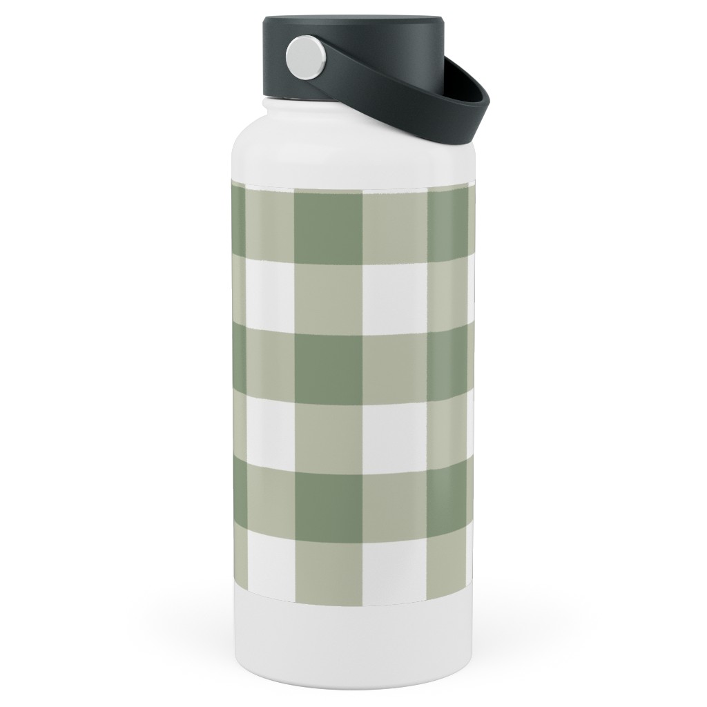 Plaid - Green Stainless Steel Wide Mouth Water Bottle, 30oz, Wide Mouth, Green