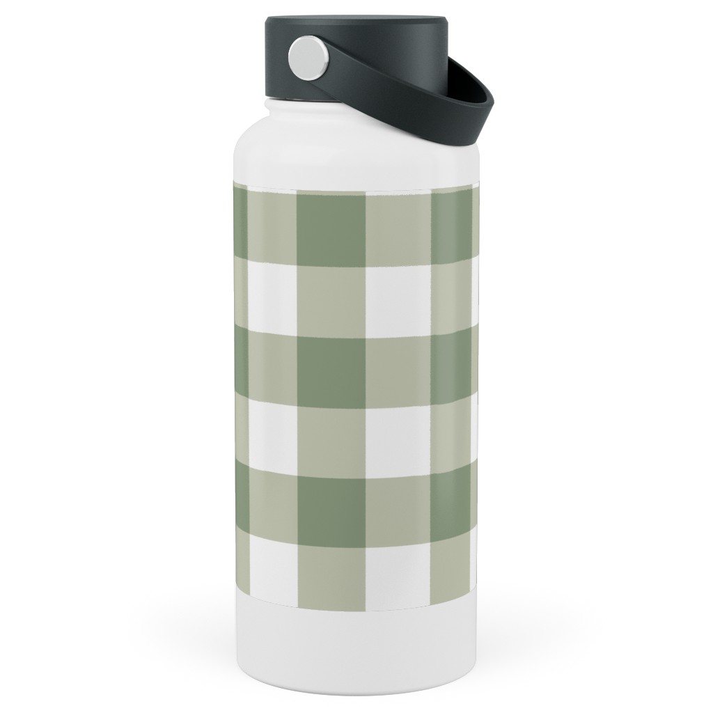 Plaid - Green Stainless Steel Wide Mouth Water Bottle, 30oz, Wide Mouth, Green, Classic Green