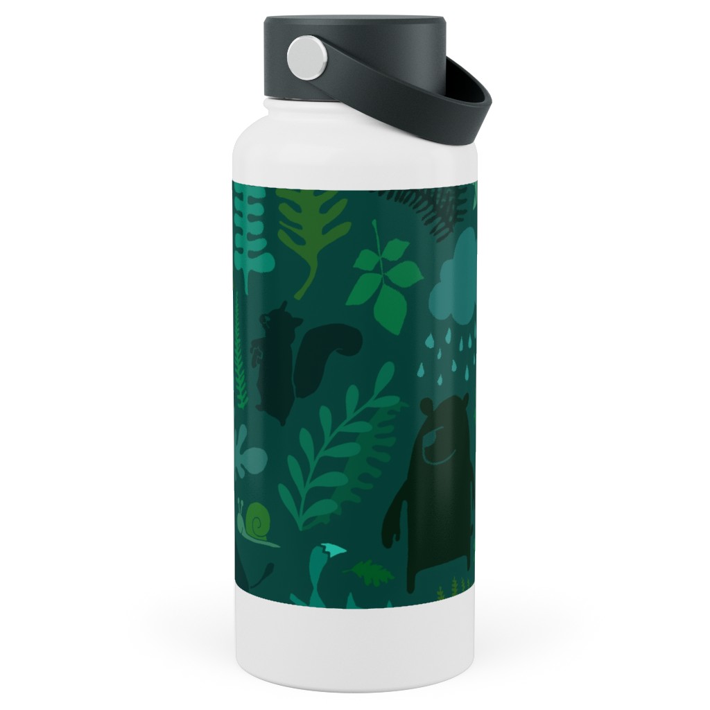 Pnw Forest - Emerald Green Stainless Steel Wide Mouth Water Bottle, 30oz, Wide Mouth, Green, Classic Green