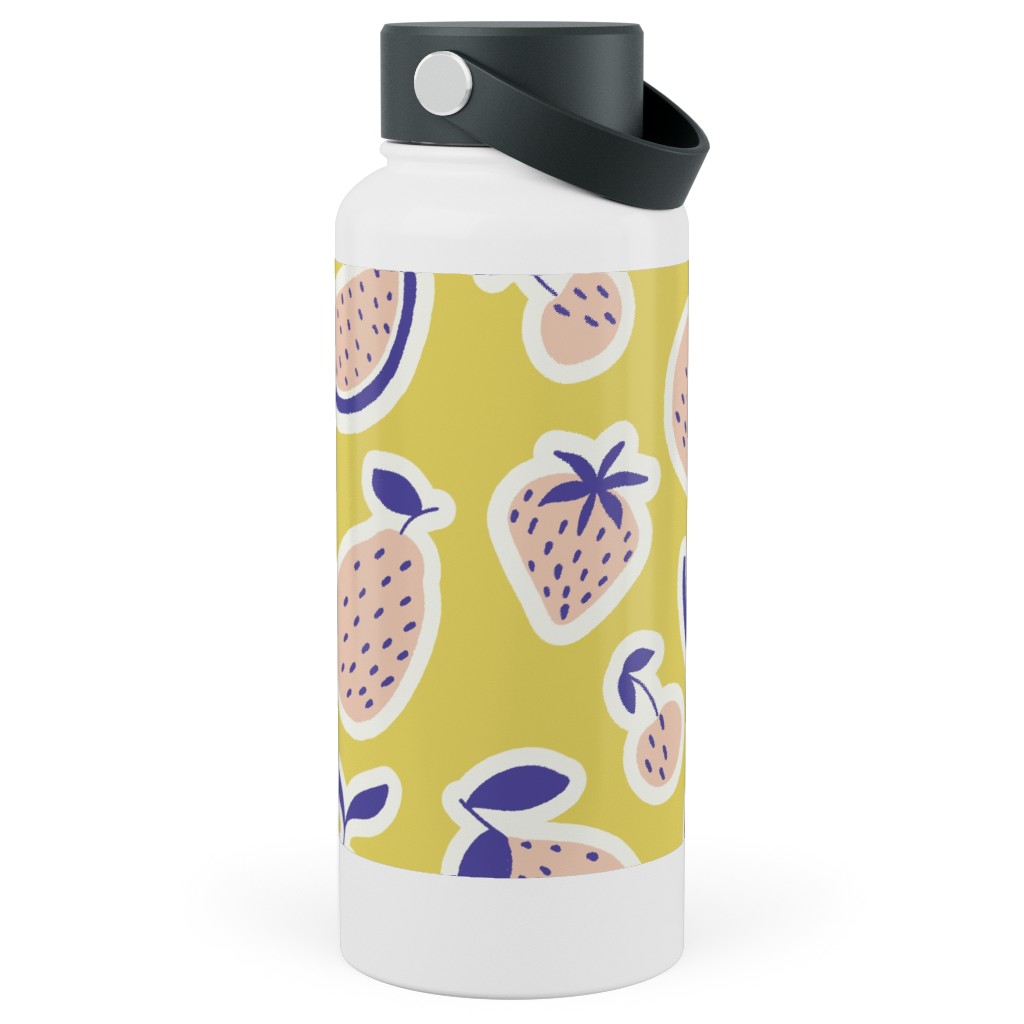 Fruity - Yellow Stainless Steel Wide Mouth Water Bottle, 30oz, Wide Mouth, Yellow