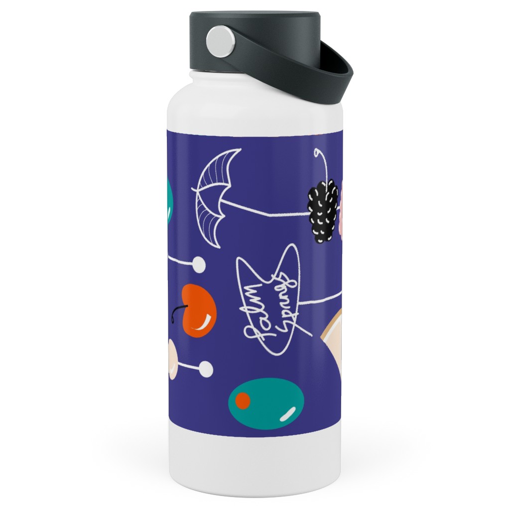 Palm Springs Fruit Cocktail - Blue Stainless Steel Wide Mouth Water Bottle, 30oz, Wide Mouth, Blue, True Blue