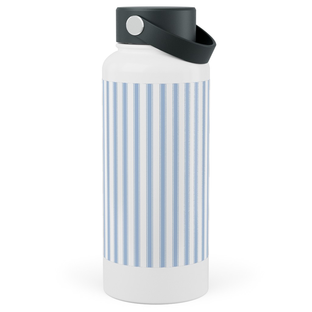 Cedar Lake Cottage Ticking Stripe - Blue Stainless Steel Wide Mouth Water Bottle, 30oz, Wide Mouth, Blue, True Blue
