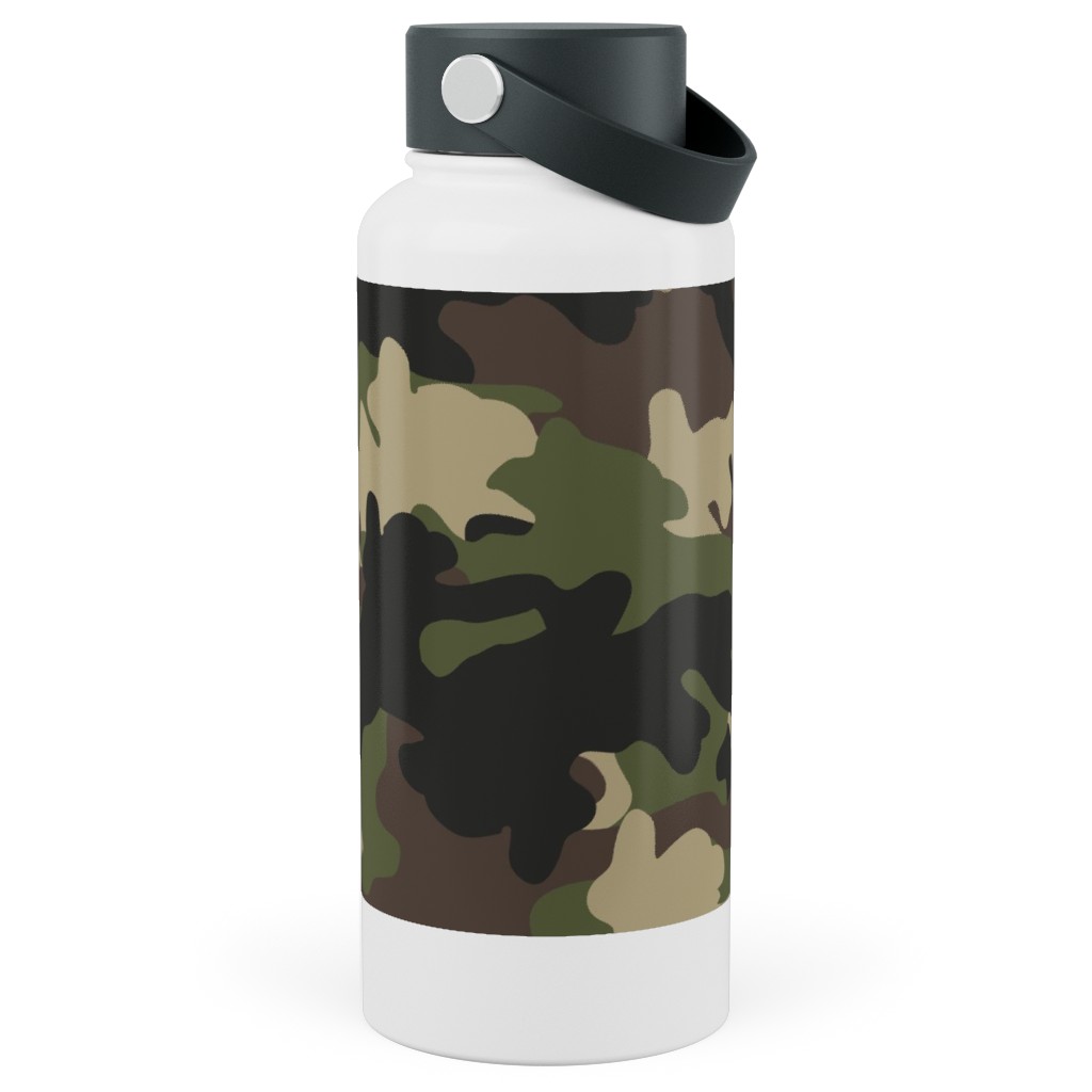 Ducks, Trucks, and Eight Point Bucks - Camo Stainless Steel Wide Mouth Water  Bottle