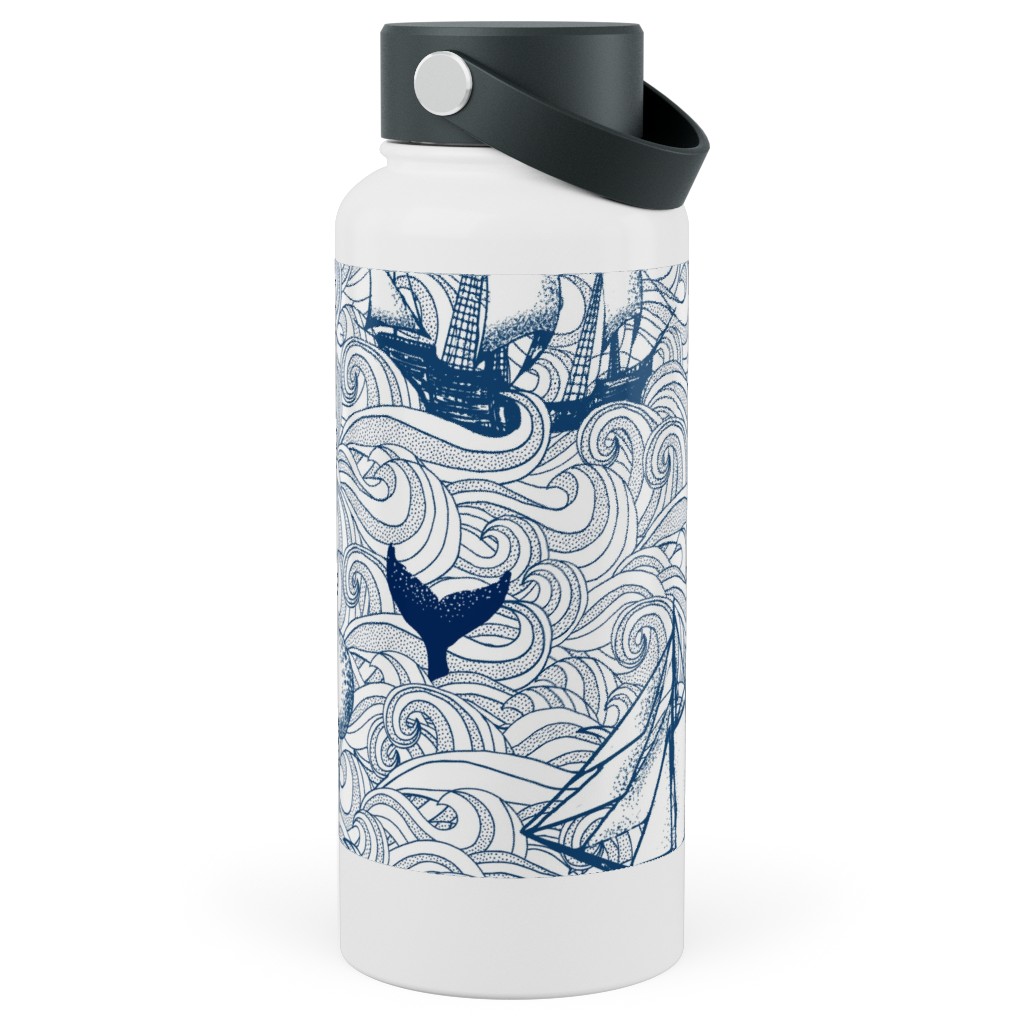 Simple Collage Stainless Steel Water Bottle with Straw by