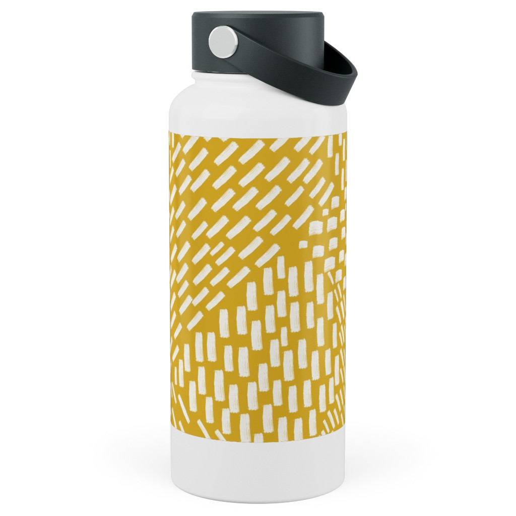 Abstract Brushstrokes Stainless Steel Wide Mouth Water Bottle, 30oz, Wide Mouth, Yellow, Marigold