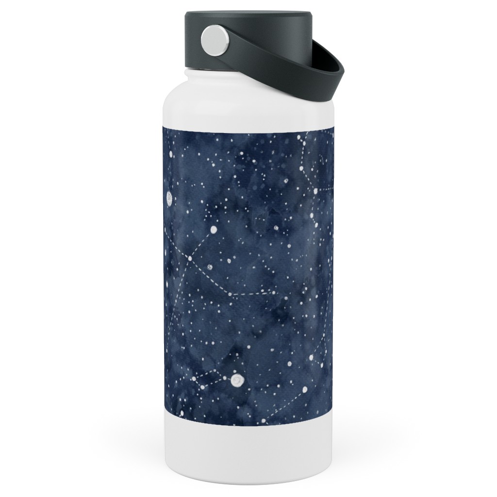 Star Constellations - Blue Stainless Steel Wide Mouth Water Bottle, 30oz, Wide Mouth, Blue, True Blue