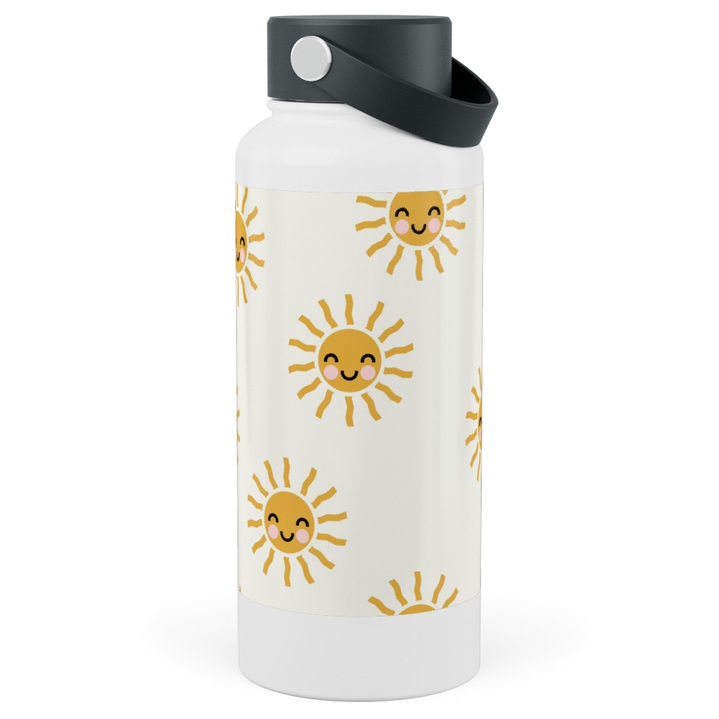 Cute Sunshine - Yellow Stainless Steel Wide Mouth Water Bottle, 30oz, Wide Mouth, Yellow