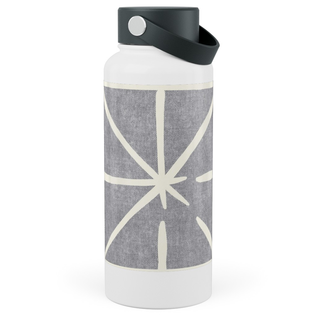 Geometric Triangles - Distressed - Grey Stainless Steel Wide Mouth Water Bottle, 30oz, Wide Mouth, Gray