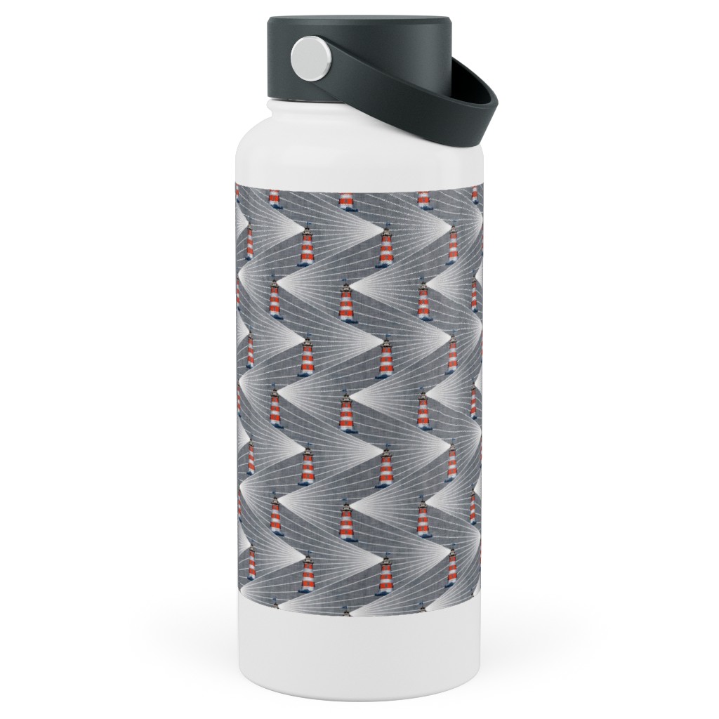 Land Ahoy Stainless Steel Wide Mouth Water Bottle, 30oz, Wide Mouth, Gray