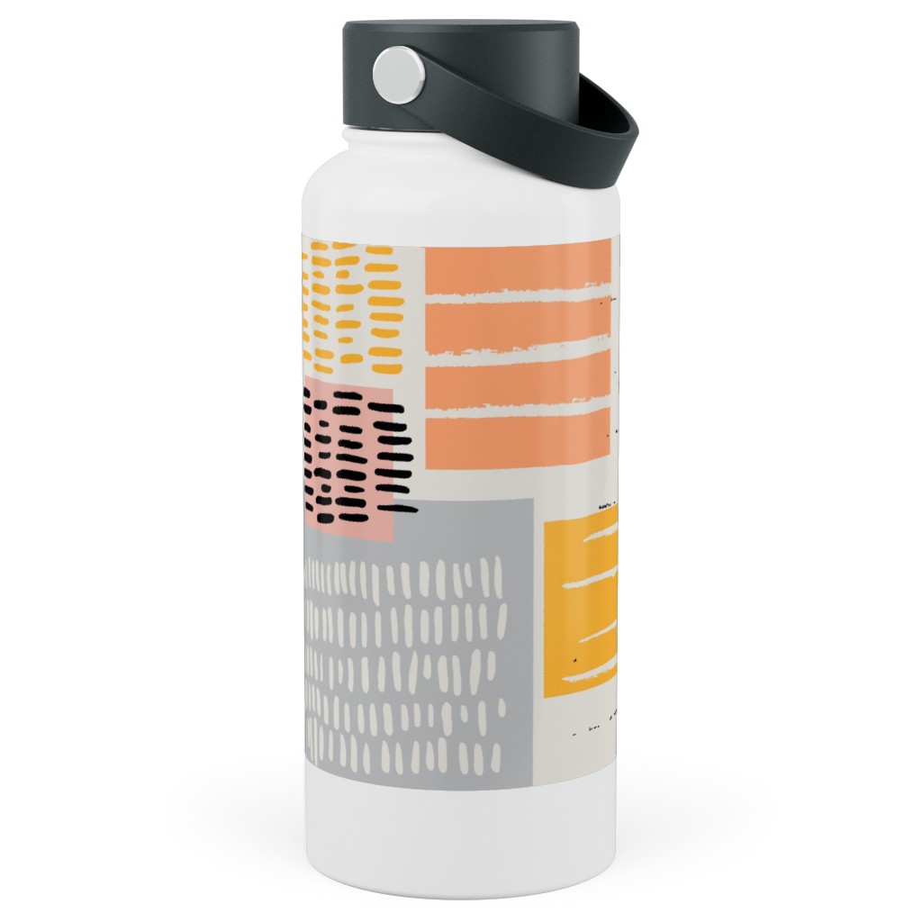 Textured Color Blocks - Multi Stainless Steel Wide Mouth Water Bottle, 30oz, Wide Mouth, Multicolor