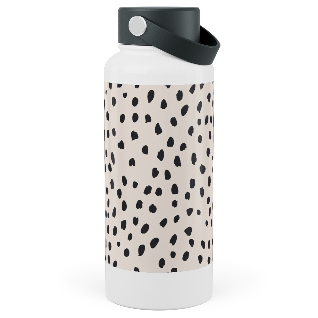 Black Marks - Creamy Beige Stainless Steel Wide Mouth Water Bottle, 30oz, Wide Mouth, Beige