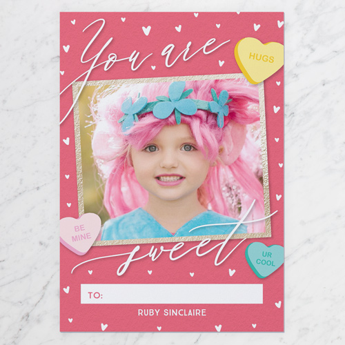 You're Sweet Valentine's Card, Pink, Pearl Shimmer Cardstock, Square