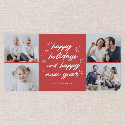 Twinkle Type Holiday Card, Red, 4x8 Flat, Holiday, Matte, Signature Smooth Cardstock, Rounded