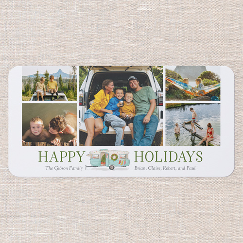 Camper Christmas Holiday Card, White, 4x8 Flat, Holiday, Pearl Shimmer Cardstock, Rounded