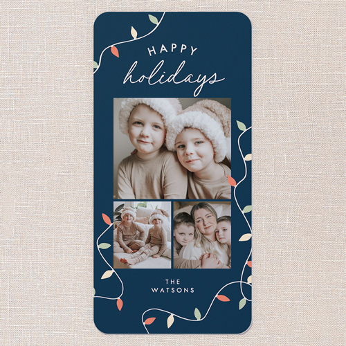 All The Lights Holiday Card, Blue, 4x8 Flat, Holiday, 100% Recycled Cardstock , Rounded, Navy