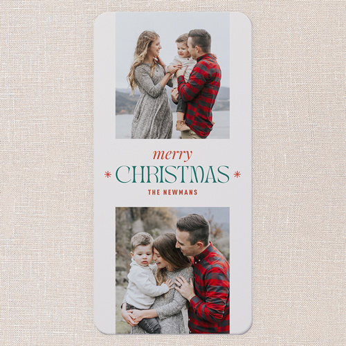 Splendid Seasons Holiday Card, Beige, 4x8 Flat, Christmas, Pearl Shimmer Cardstock, Rounded, Cream