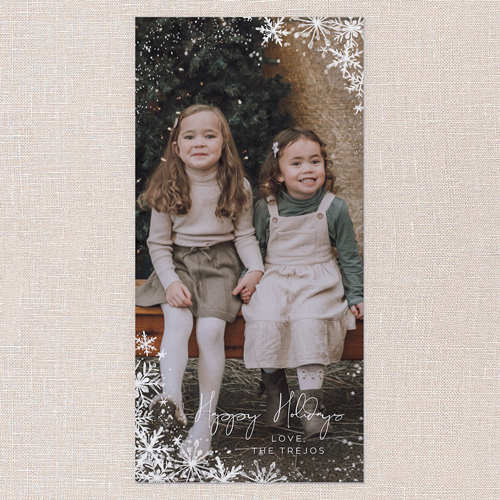 Snowflake Symphony Holiday Card, White, 4x8 Flat, Holiday, 100% Recycled Cardstock , Square, White