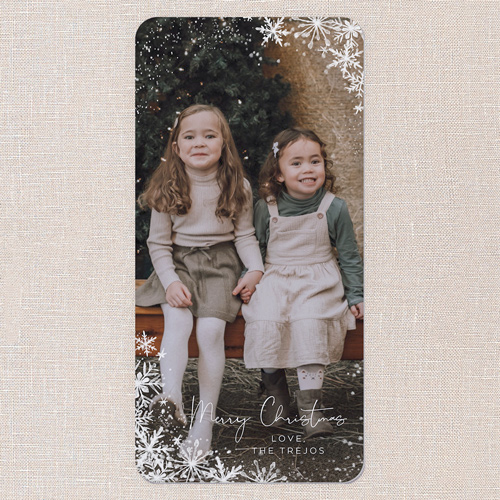 Snowflake Symphony Holiday Card, White, 4x8 Flat, Christmas, Standard Smooth Cardstock, Rounded, White