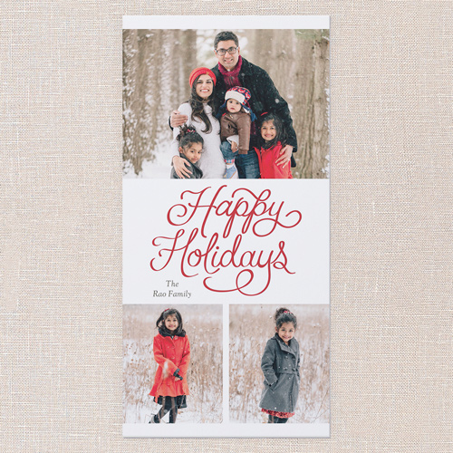 Flourish Greetings Holiday Card, White, 4x8 Flat, Holiday, Matte, Signature Smooth Cardstock, Square, White
