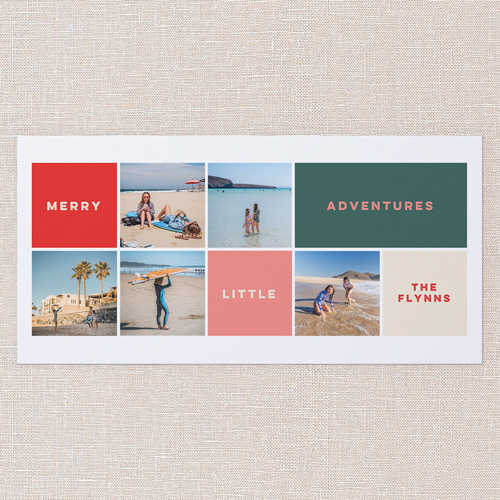 Adventurous Grid Holiday Card, Red, 4x8 Flat, Holiday, 100% Recycled Cardstock , Square, Apple