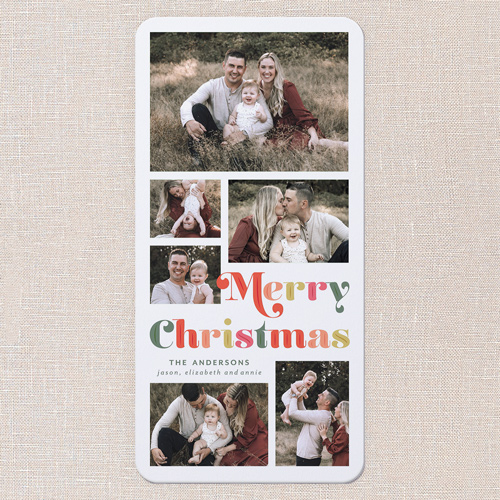 Modern Mosaic Holiday Card, White, 4x8 Flat, Christmas, Matte, Signature Smooth Cardstock, Rounded, White