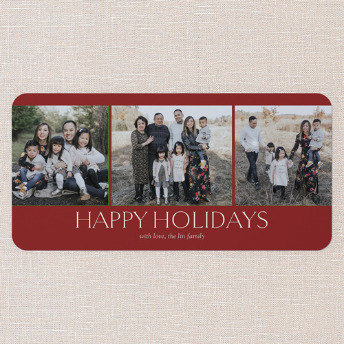 Timeless Trio Holiday Card, Red, 4x8 Flat, Holiday, Matte, Signature Smooth Cardstock, Rounded, Cinnamon