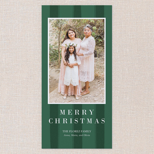 Refined Greetings Holiday Card, Green, 4x8 Flat, Christmas, Pearl Shimmer Cardstock, Square, Forest