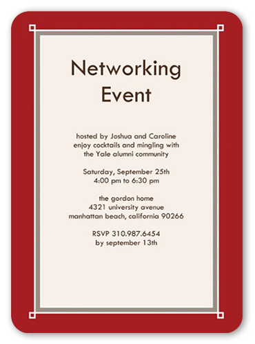 Deco Red Party Invitation, Red, 100% Recycled Cardstock , Rounded