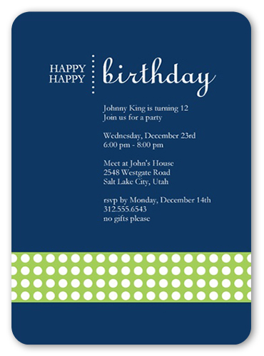 Happy Blue Party Invitation, Blue, Pearl Shimmer Cardstock, Rounded