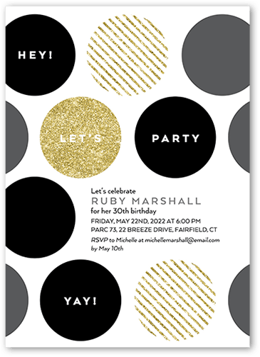 Big Bold Dots Party Invitation, Black, 5x7 Flat, 100% Recycled Cardstock , Square, Black