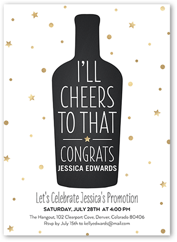 Cheers to That Party Invitation, White, 5x7 Flat, Matte, Signature Smooth Cardstock, Square, White