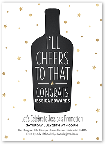 Cheers to That Party Invitation, White, 5x7 Flat, Standard Smooth Cardstock, Square, White
